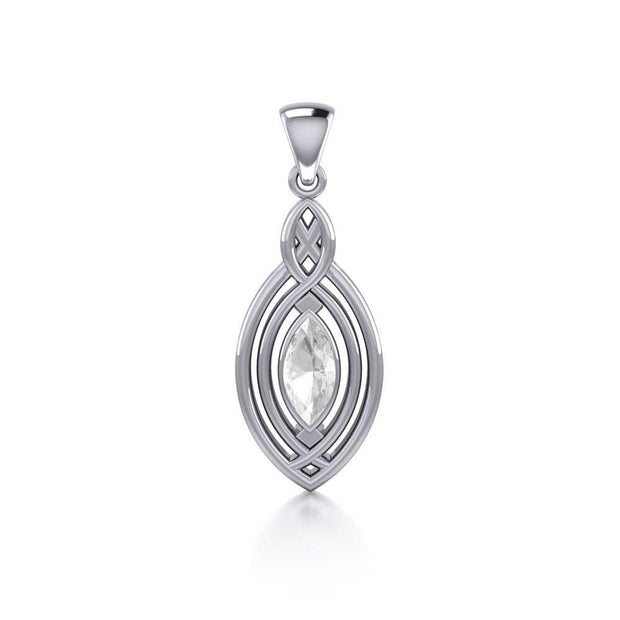 Celtic Knotwork Inspired Silver Pendant with Gem TP860