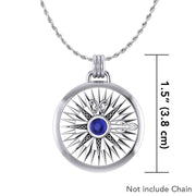 Lift up your head and be guided ~ Celtic Knotwork Compass Rose Sterling Silver Pendant with Gemstone TPD075
