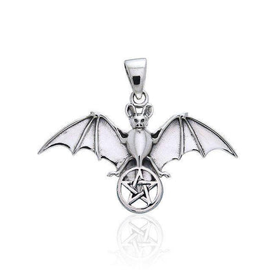 Bat Resting in the Sacred  Pentacle ~ Sterling Silver Pendant Jewelry TPD1078 Pendant