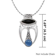 An elegant fusion of art ~ Sterling Silver Celtic Maori Pendant Jewelry with Gemstone Centerpiece TPD1213