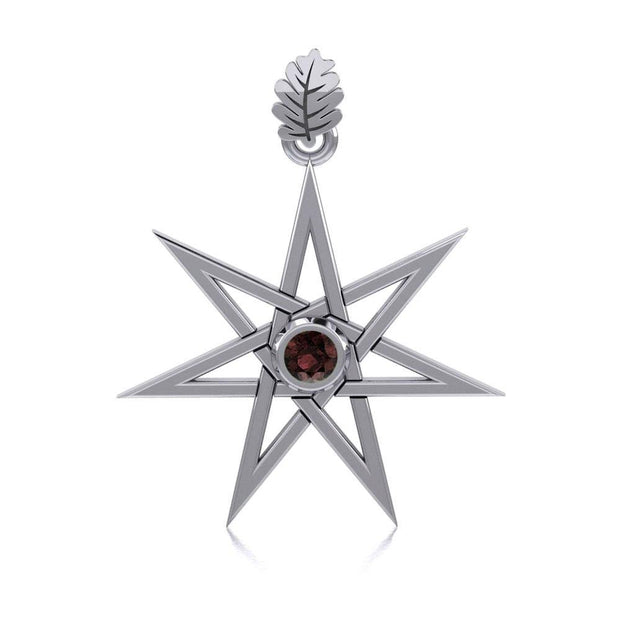 Elven Star and Oak Leaf Sterling Silver Pendant with Gemstone TPD2104 Pendant
