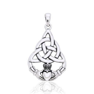 Celtic Triquetra with Claddagh Silver Pendant TPD2239