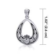 Love goes on in an enchanting way ~ Celtic Knotwork Claddagh Sterling Silver Pendant Jewelry TPD3034