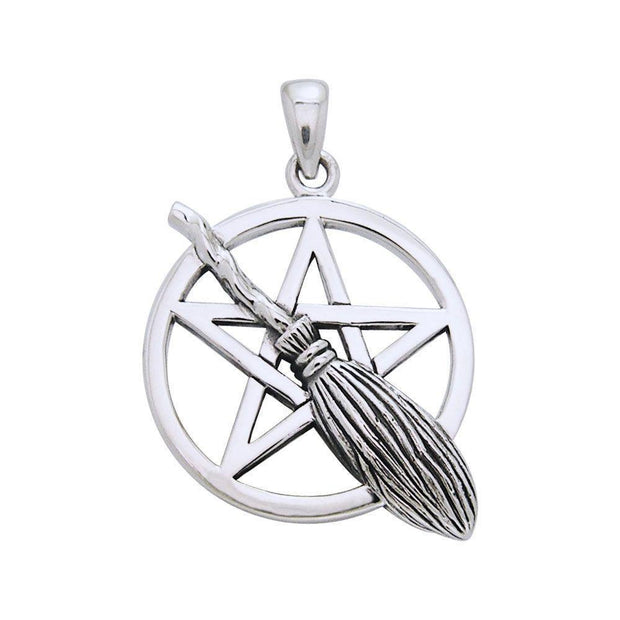 Sterling Silver Witch's Broom Charm 34x8mm