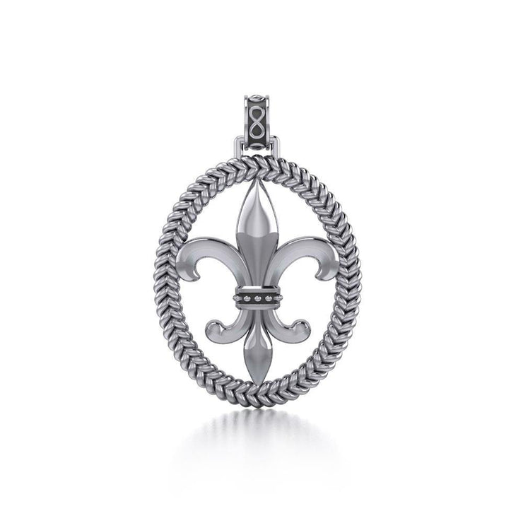 Honoring the noble symbolism of Fleur-de-Lis ~ Sterling Silver Jewelry Fleur-de-Lis Braided Pendant TPD323
