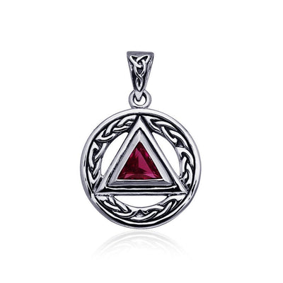 Pave the road to full healing ~ Celtic AA Symbol Sterling Silver Pendant Jewelry with Gemstone TPD326