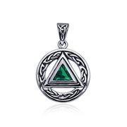 Pave the road to full healing ~ Celtic AA Symbol Sterling Silver Pendant Jewelry with Gemstone TPD326