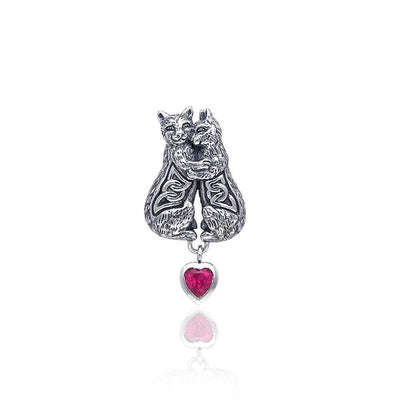 A perfect embodiment of feline affection ~ Sterling Silver Jewelry Celtic Cat Pendant with a Heart TPD329