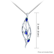 Leaf Silver Pendant with Gemstones TPD3339