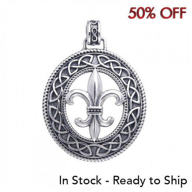 A true inspiration beyond words ~ Celtic Knotwork Fleur-de-Lis Sterling Silver Pendant Jewelry TPD336 Pendant