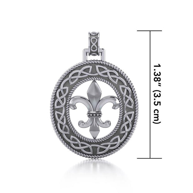 A true inspiration beyond words ~ Celtic Knotwork Fleur-de-Lis Sterling Silver Pendant Jewelry TPD336 Pendant