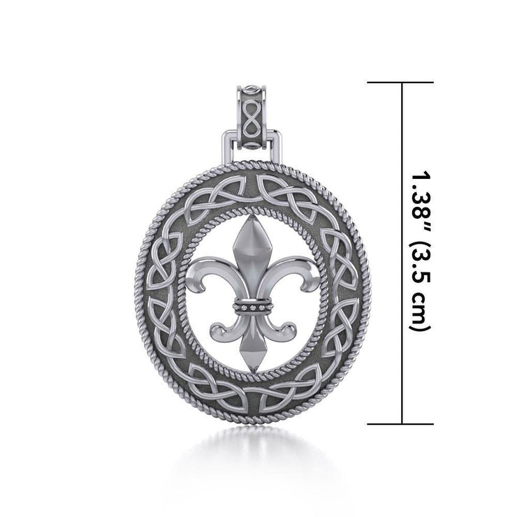A true inspiration beyond words ~ Celtic Knotwork Fleur-de-Lis Sterling Silver Pendant Jewelry TPD336