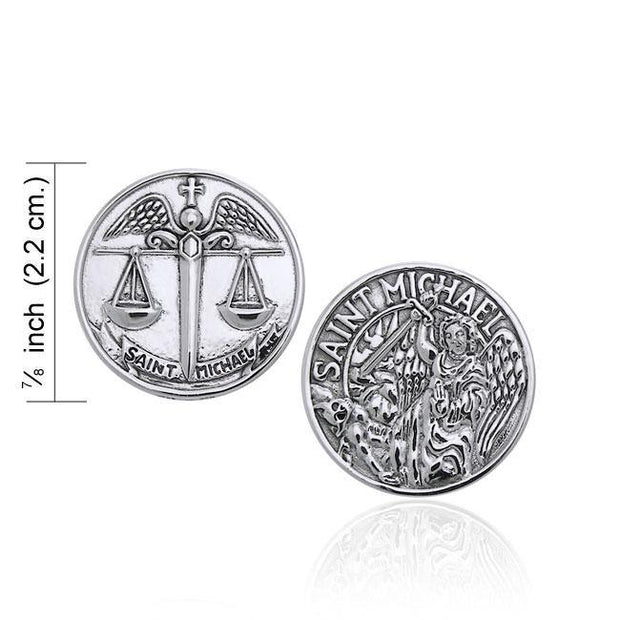 Saint Michael Archangel Sterling Silver Coin TPD3396 Pendant