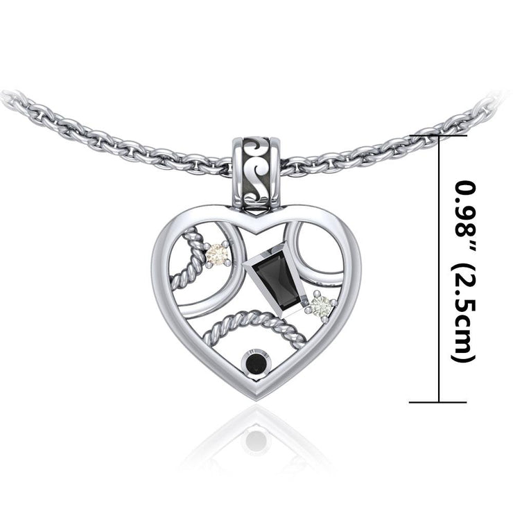 Contemporary Design Silver Pendant with Gemstones TPD3506