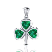 The unsurpassed fascination in a Shamrock ~ Sterling Silver Jewelry Small Pendant with Gemstones TPD3563