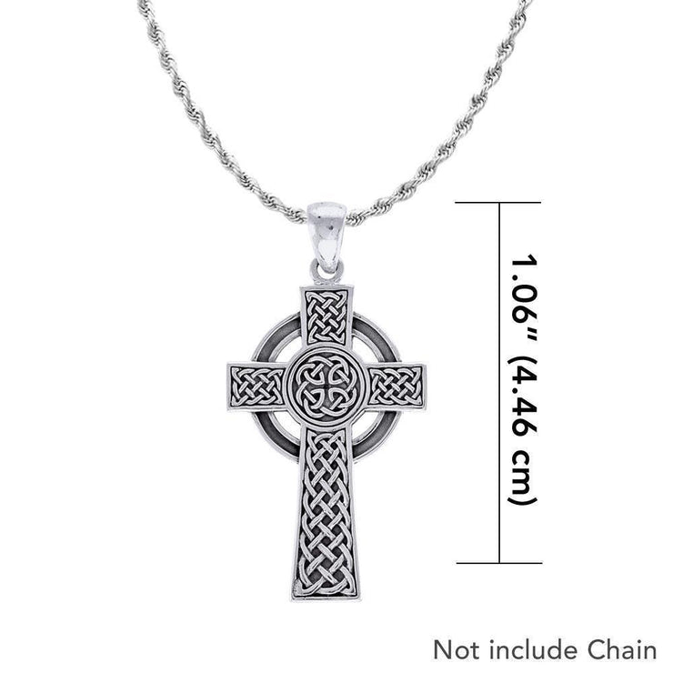 Large Celtic Cross Silver Pendant TPD3693