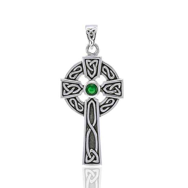 Celtic Cross with Gemstone Silver Pendant TPD3833