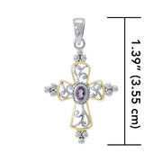 Victorian Cross Silver and 18K Gold Accent Pendant MPD3956
