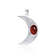 Glow in the Light of the Beautiful Crescent Moon ~ Sterling Silver Jewelry Pendant with Gemstone TPD4059