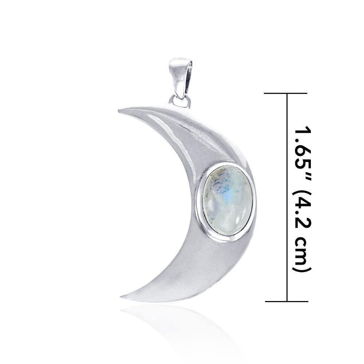 Glow in the Light of the Beautiful Crescent Moon ~ Sterling Silver Jewelry Pendant with Gemstone TPD4059