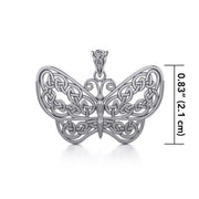 Your wings are ready to fly! ~ Sterling Silver Jewelry Celtic Knotwork Butterfly Pendant TPD4119