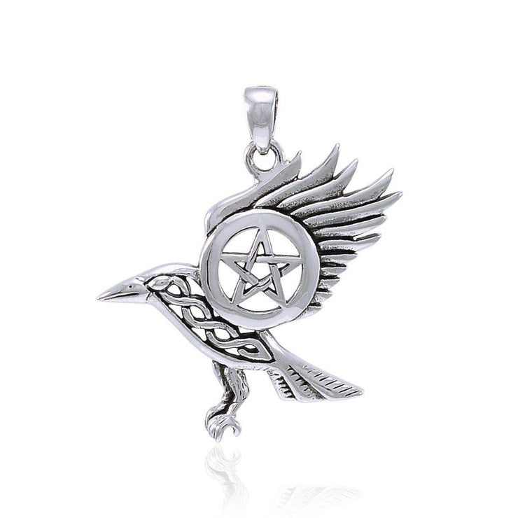 Raven on The Pentacle Silver Pendant TPD4222