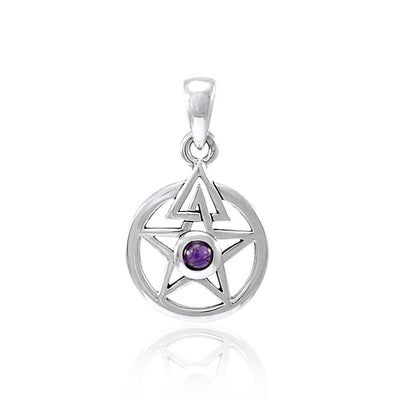 The Third Degree Pentacle Silver Pendant with Gemstone TPD4296