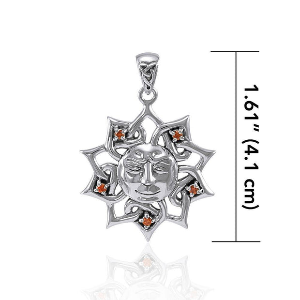 Sun God Sterling Silver Pendant with Gemstone TPD4360