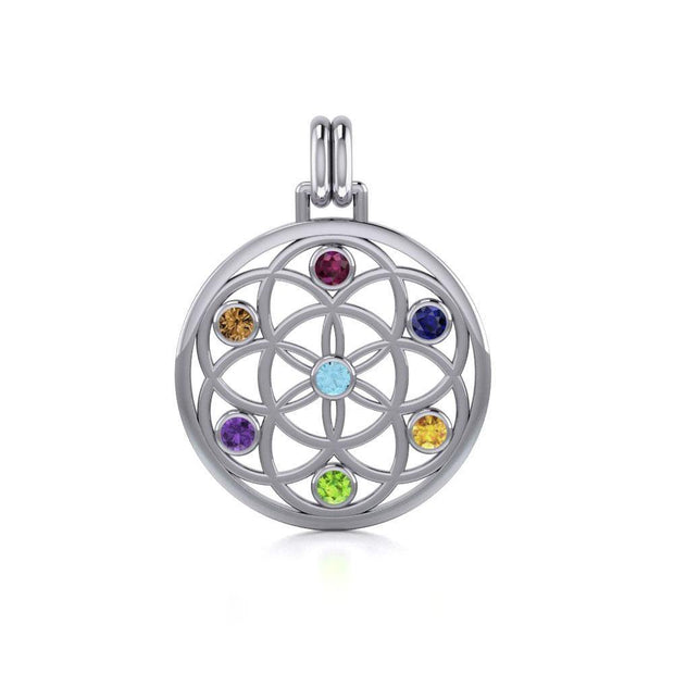 Flower of Life with powerful life force Chakra stone Pendant TPD452