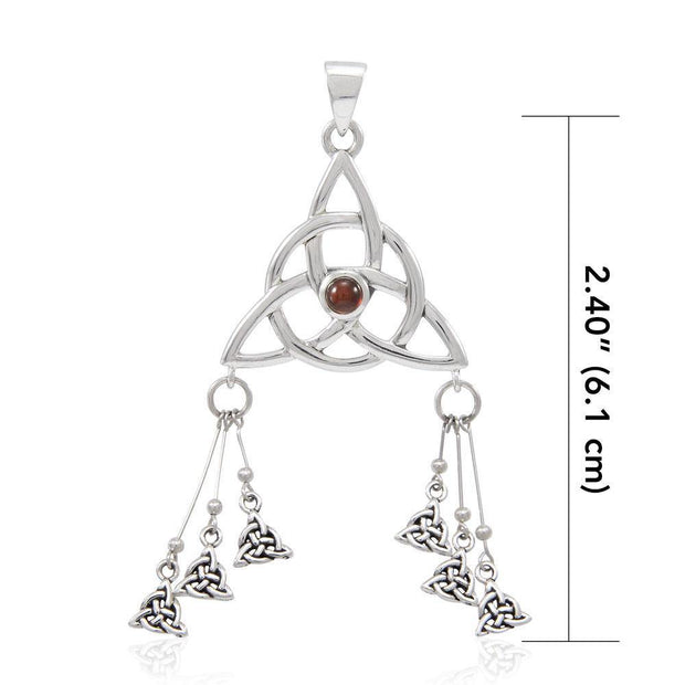 Seven Triquetra Silver Pendant with Gemstone TPD4762