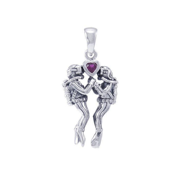 Undersea Lovers Gemstone Sterling Silver Pendant TPD4782 - Natural Amethyst