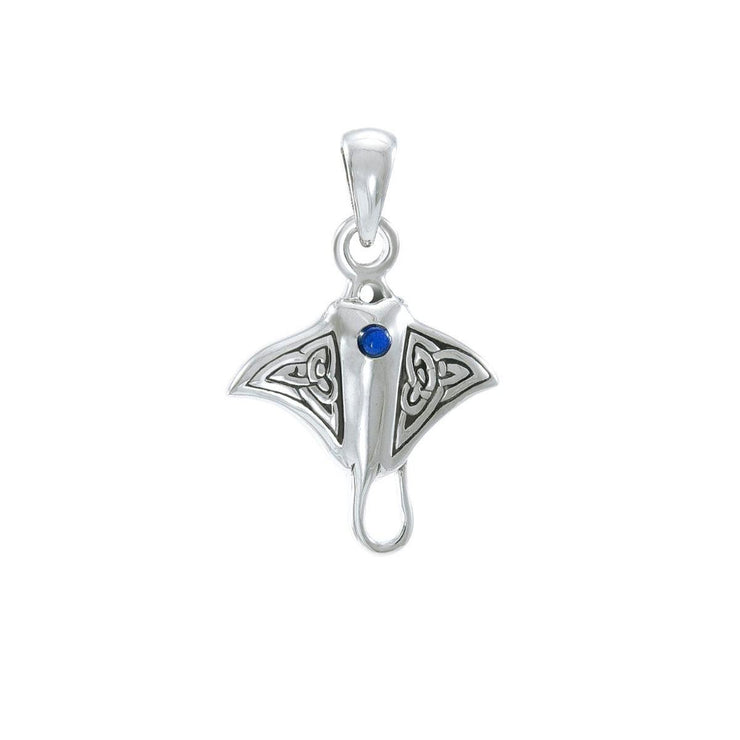 Small Celtic Manta Ray Sterling Silver Pendant TPD4814