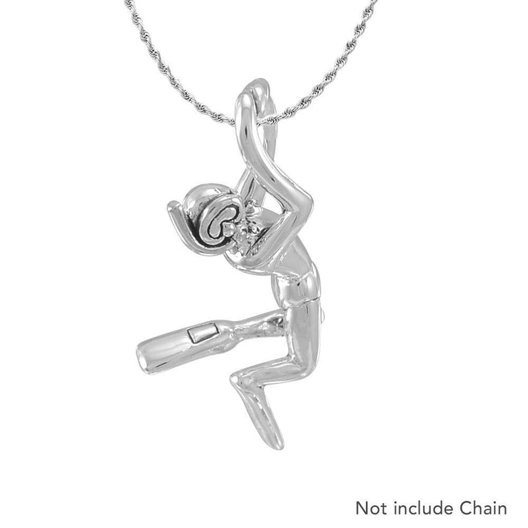 Male Free Diver Sterling Silver Pendant TPD4934
