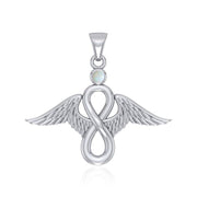 Angel Wings and Infinity Symbol with Gemstone Silver Pendant TPD4949 Pendant