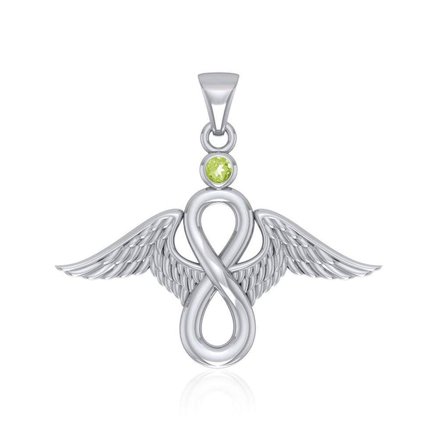 Angel Wings and Infinity Symbol with Gemstone Silver Pendant TPD4949 Pendant