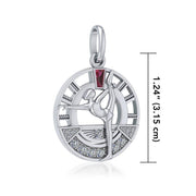 Meditative Standing Bow and Pulling Yoga Pose ~ Sterling Silver Pendant with Gemstone TPD5025