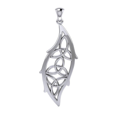 Triple Trinity Knots Leaf Sterling Silver Pendant TPD5028