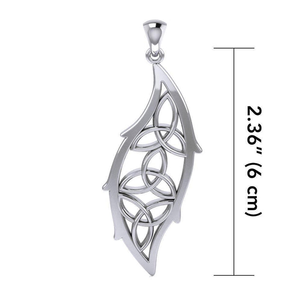 Triple Trinity Knots Leaf Sterling Silver Pendant TPD5028