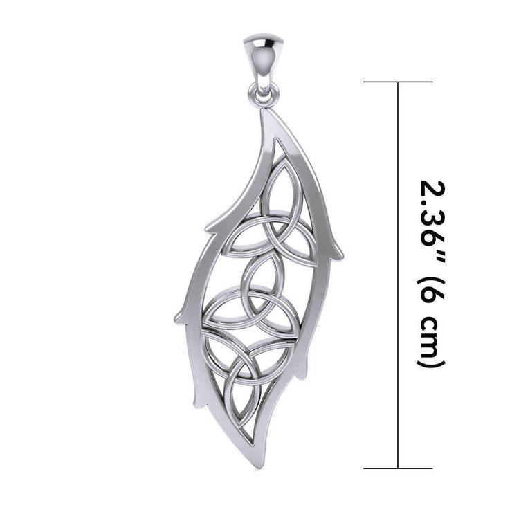 Triple Trinity Knots Leaf Sterling Silver Pendant TPD5028