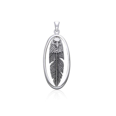 Eagle Head with Feather Sterling Silver Pendant TPD5059 Pendant