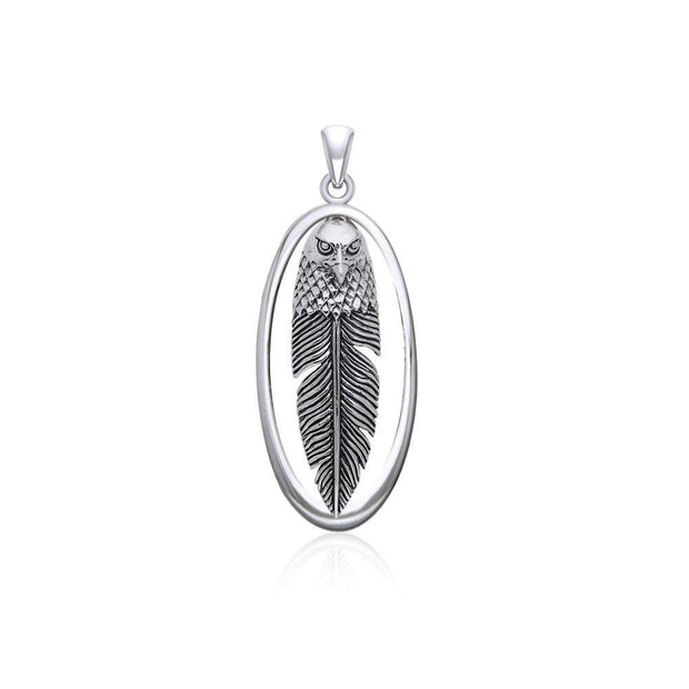 Eagle Head with Feather Sterling Silver Pendant TPD5059