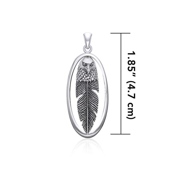 Eagle Head with Feather Sterling Silver Pendant TPD5059