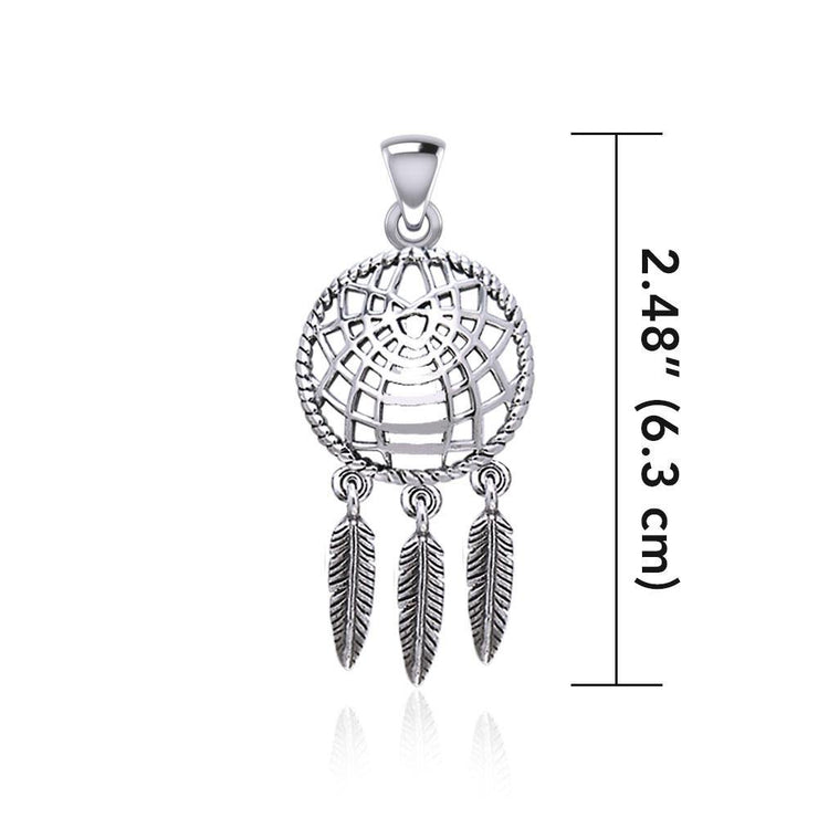 Follow you through your dreams ~ Sterling Silver Jewelry Dreamcatcher Pendant TPD5061