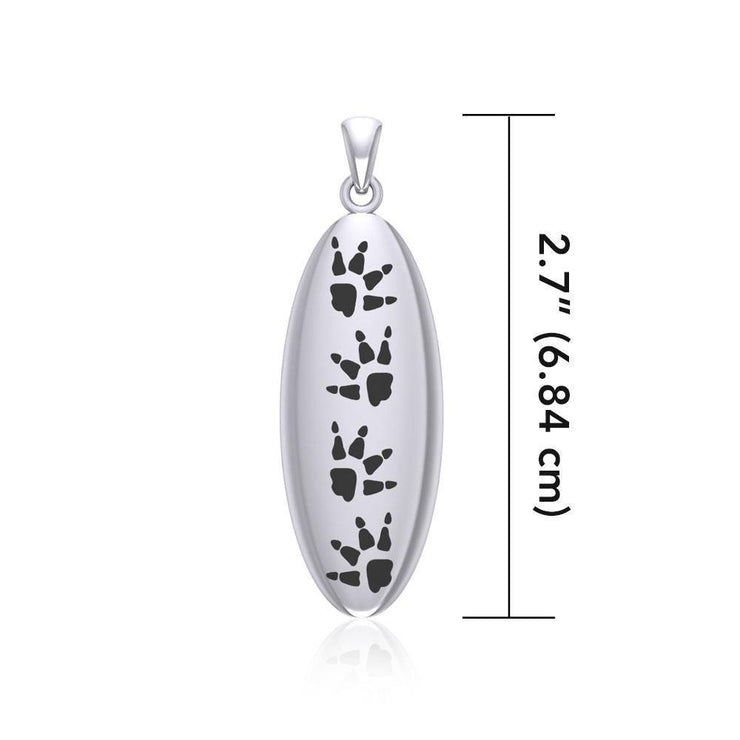 Wolf Tracks Sterling Silver Large Pendant TPD5063