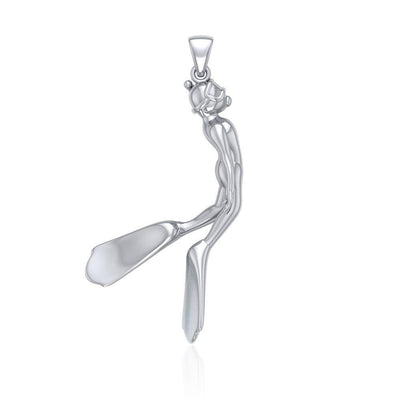 Male Free Diver Sterling Silver Pendant TPD5066