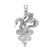 Fierce and Ferocious Sterling Silver Three Headed Cobra Pendant TPD5092