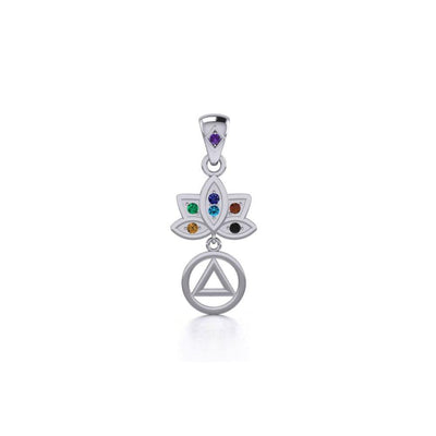Lotus Recovery Chakra Silver Pendant with Gemstones TPD5094 Pendant