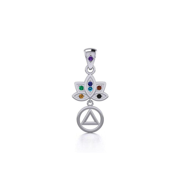 Lotus Recovery Chakra Silver Pendant with Gemstones TPD5094 Pendant