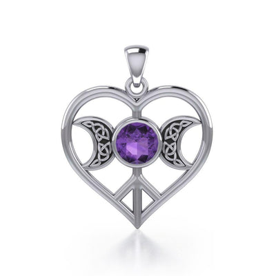 Triple Goddess Love Peace Sterling Silver Pendant with Gemstone TPD5106