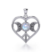 Triple Goddess Love Peace Sterling Silver Pendant with Gemstone TPD5106